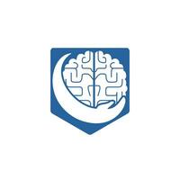 Brain care vector logo design. Smart care logo design concept.