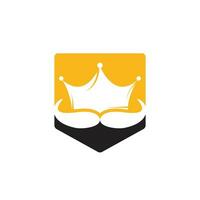 diseño del logotipo del vector del rey del bigote. elegante logotipo de corona de bigote con estilo.