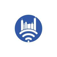 Smart city tech vector logo design. City Internet logo design concept.