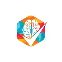 Brain check vector logo design. Brain and tick icon logo.