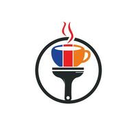 concepto de diseño del logotipo del vector del café del artista. icono de taza de café y pincel de pintura.