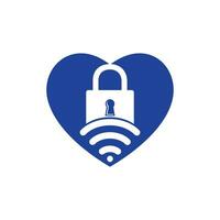 Padlock logo with signal and heart vector design. Safe and signal symbol or icon.