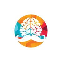 Moustache mind vector logo design template. Smart brain logo concept.