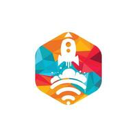 Wifi Rocket vector logo design. Wifi signal symbol and rocket design vector.