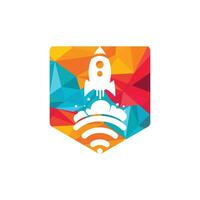 Wifi Rocket vector logo design. Wifi signal symbol and rocket design vector.