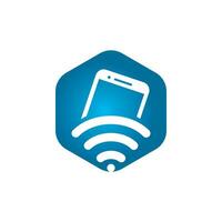 Wifi internet and mobile logo design. Mobile WiFi sharing symbol. Mobile Technology sign vector