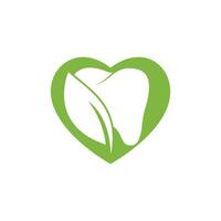 diseño de plantilla de logotipo dental natural. logotipo de icono de diente y hoja. vector