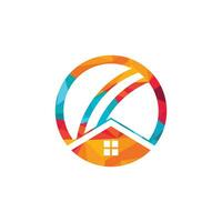Cricket home vector logo design. Cricket place logo concept.