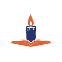 Book light vector logo design. Book and Candle vector logo design template.