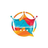 King chat vector logo design template. Chat with crown icon design.