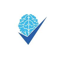 Brain check vector logo design. Brain and tick icon logo.