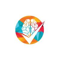 Brain check vector logo design. Brain and tick icon logo.