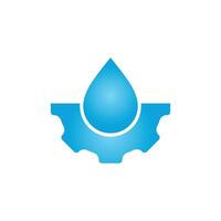 Water drop with gear logo concept design. Natural logo. Water energy logo. vector