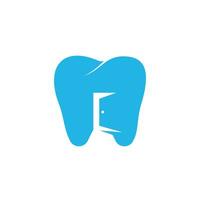 logotipo del icono de la puerta de entrada y el diente. concepto de diseño de logotipo de lugar dental. vector