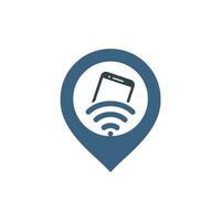 Wifi internet and mobile with pointer logo design. Mobile WiFi sharing symbol. Mobile Technology sign. vector