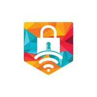 Padlock logo with signal vector design. Safe and signal symbol or icon.
