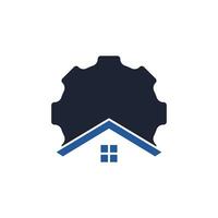 Gear house vector logo design. Gear home technology Logo design template.