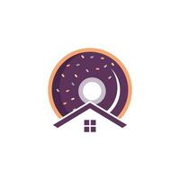 Home doughnut vector logo design. Bakery logo design concept.