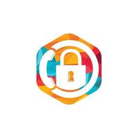 Secure Call Icon Logo Design. Handset and lock icon. vector