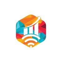 diseño de logotipo de vector de estadística wifi. diseño de icono de logotipo analítico wifi.