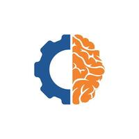 diseño del logo del engranaje y el cerebro. educación y símbolo o icono mecánico. plantilla única de diseño de logotipo científico e industrial. vector