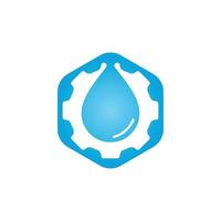 gota de agua con diseño de concepto de logotipo de engranaje. logotipo natural. logotipo de energía de agua. vector