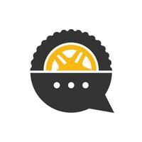 Transport chat vector logo design template. Talk symbol tire shape logo vector design.