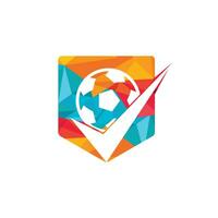 Compruebe el diseño del logotipo del vector de fútbol. balón de fútbol y logotipo de icono de garrapata.