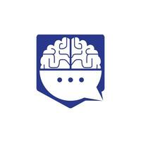plantilla de logotipo vectorial de chat cerebral. concepto de diseño de logotipo de consulta cerebral. vector