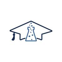 Lab Academy vector logo design. Graduation cap and flask icon design.