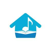 diseño del logotipo del vector del libro de música. diseño de icono de libro y nota musical.