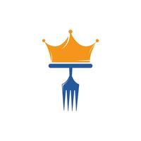 diseño del logotipo del vector de comida rey. tenedor con corona para el diseño de la plantilla del logotipo del restaurante.