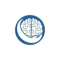 diseño del logotipo del vector de cuidado cerebral. concepto de diseño de logotipo de cuidado inteligente.