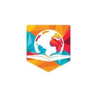 plantilla de logotipo vectorial del mundo del libro. plantilla de logotipo de diseño de educación de libro global. vector