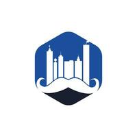 Mustache buildings vector logo design. Strong skyscraper logo design concept.