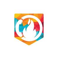 concepto de diseño de logotipo vectorial de llamada en caliente. icono de teléfono y fuego. vector