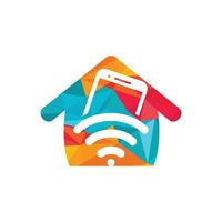 Home Wifi internet and mobile logo design. Mobile WiFi sharing symbol. Mobile Technology sign. vector