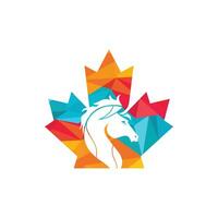 diseño vectorial del logotipo del caballo de canadá. diseño de icono de vector de caballo de hoja de arce.