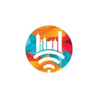 Smart city tech vector logo design. City Internet logo design concept.