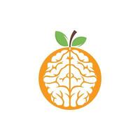 Orange brain vector logo design. Logo of a fruit style brain.