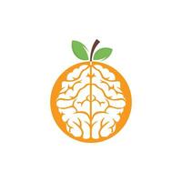 Orange brain vector logo design. Logo of a fruit style brain.