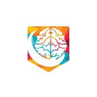 diseño del logotipo del vector de cuidado cerebral. concepto de diseño de logotipo de cuidado inteligente.