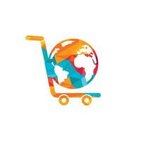 Globe shopping cart vector logo design. Online Shop logo designs concept.