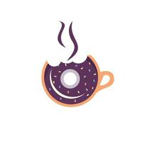 diseño de plantilla de logotipo de café y donuts. logotipo de la tienda de donas. vector