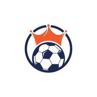 diseño del logotipo del vector del rey del fútbol. diseño de iconos de fútbol y corona.