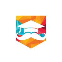 plantilla de diseño de logotipo de educación sólida. graduación de sombrero con diseño de icono de bigote. vector