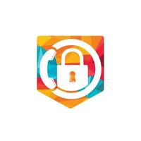 Secure Call Icon Logo Design. Handset and lock icon. vector