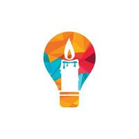 Candle bulb vector logo design. Candle lamp logo design template inside the light bulb.