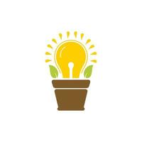 Smart growth vector logo design. Light bulb leaf garden plant innovation logo design.