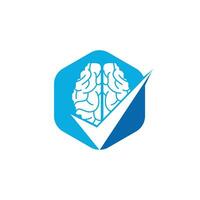 Brain check vector logo design. Brain and tick icon logo.